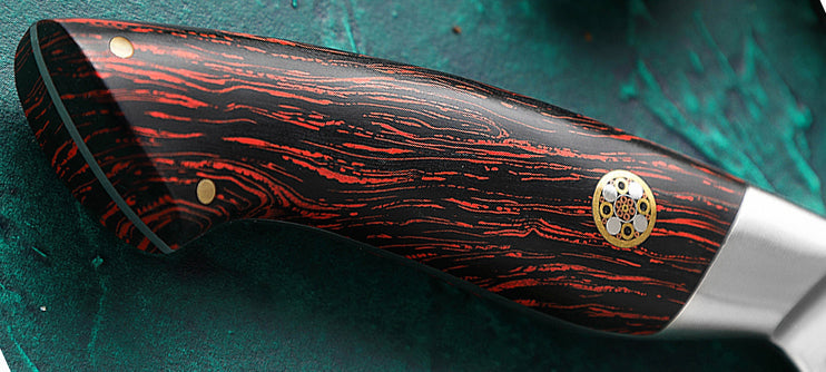 Rood-zwart G10 met damastpatroon