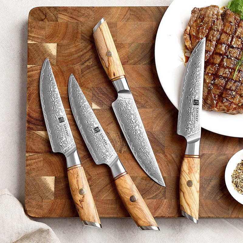 XinZuo B37 Lan messen op een plank met steak