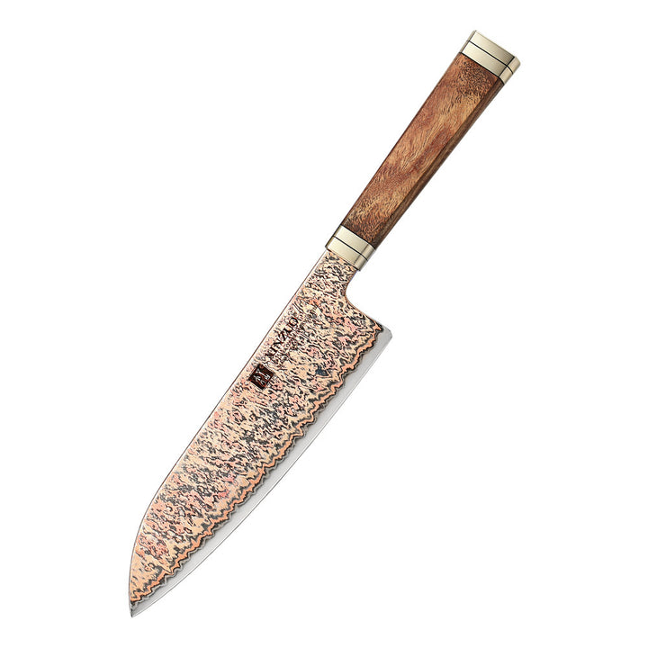 XinZuo X08C Ji santokumes met damastpatroon en houten handvat