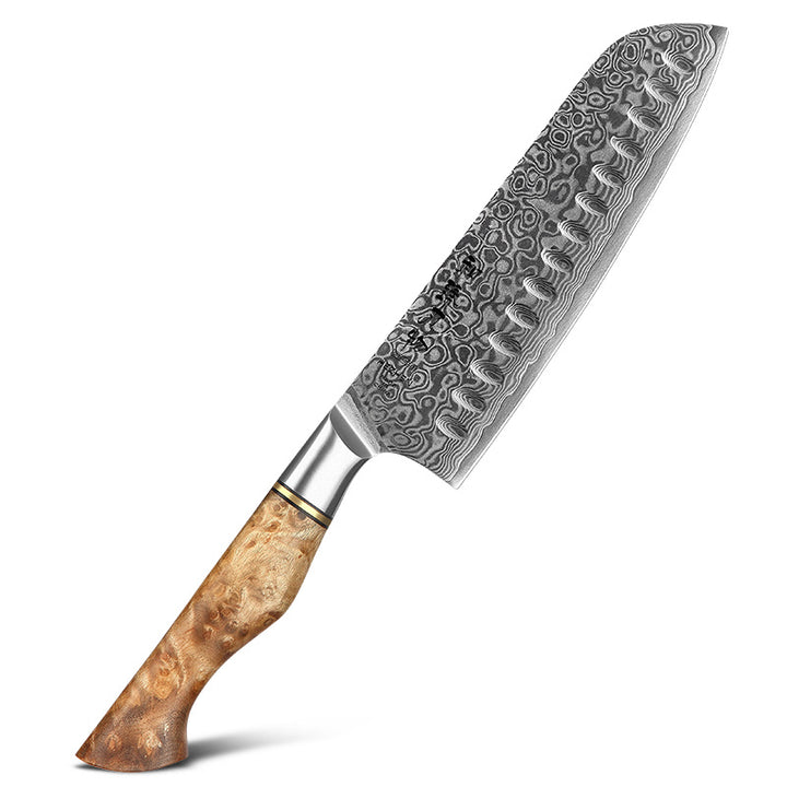 Hezhen B30 Master santokumes met damastpatroon, zijaanzicht