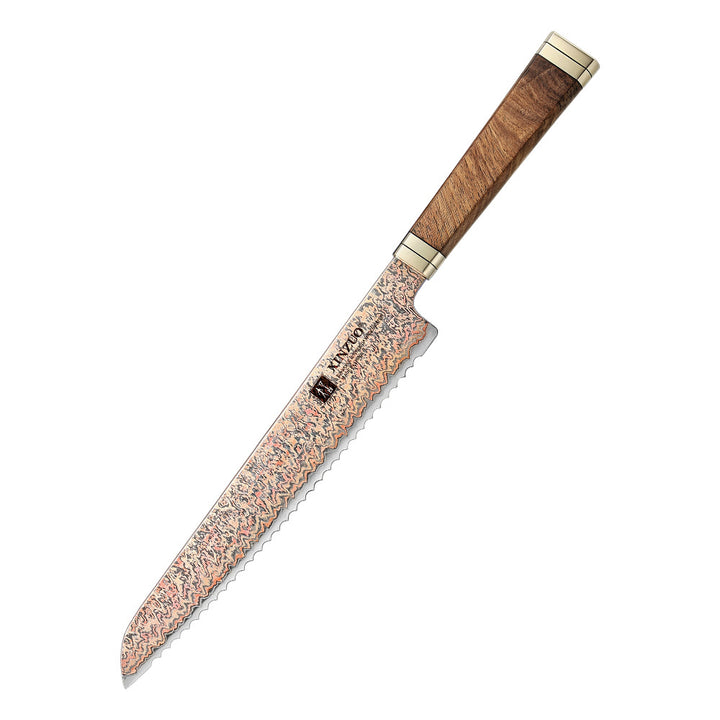 XinZuo X08C Ji broodmes met golvende snede en houten handvat