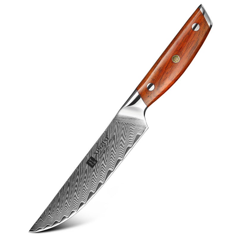 XinZuo B27 Yi steakmes met houten handvat en damast lemmet