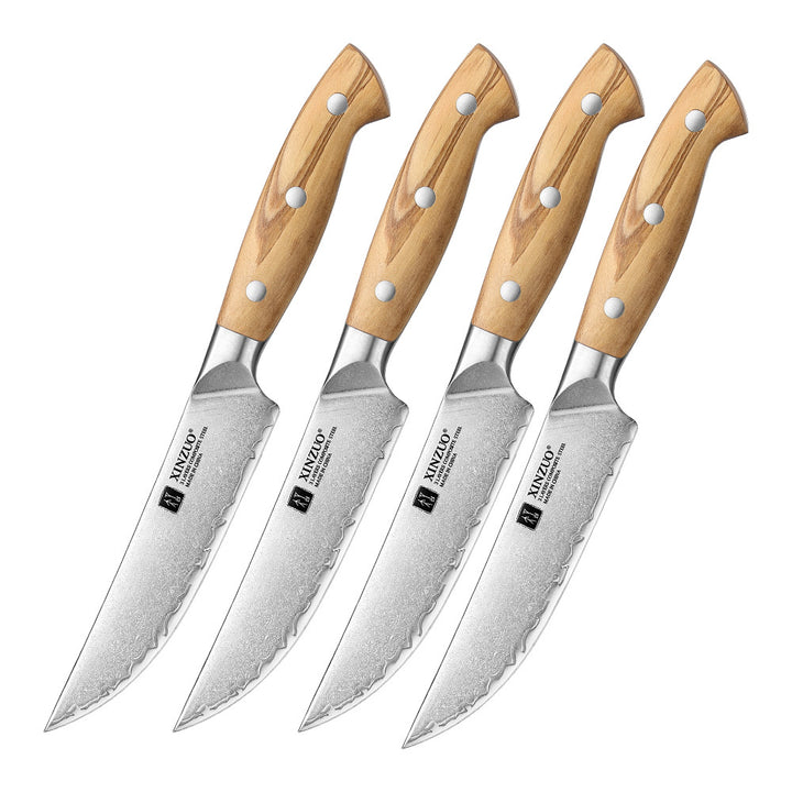XinZuo X02O Pin steakmessenset, vier messen in een rij
