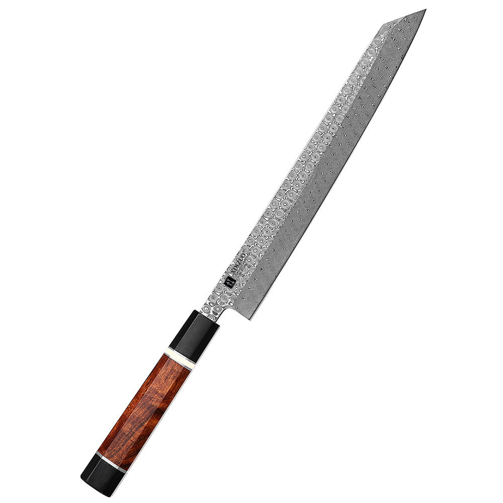 XinZuo F3 Zhen kiritsuke met damascus patroon