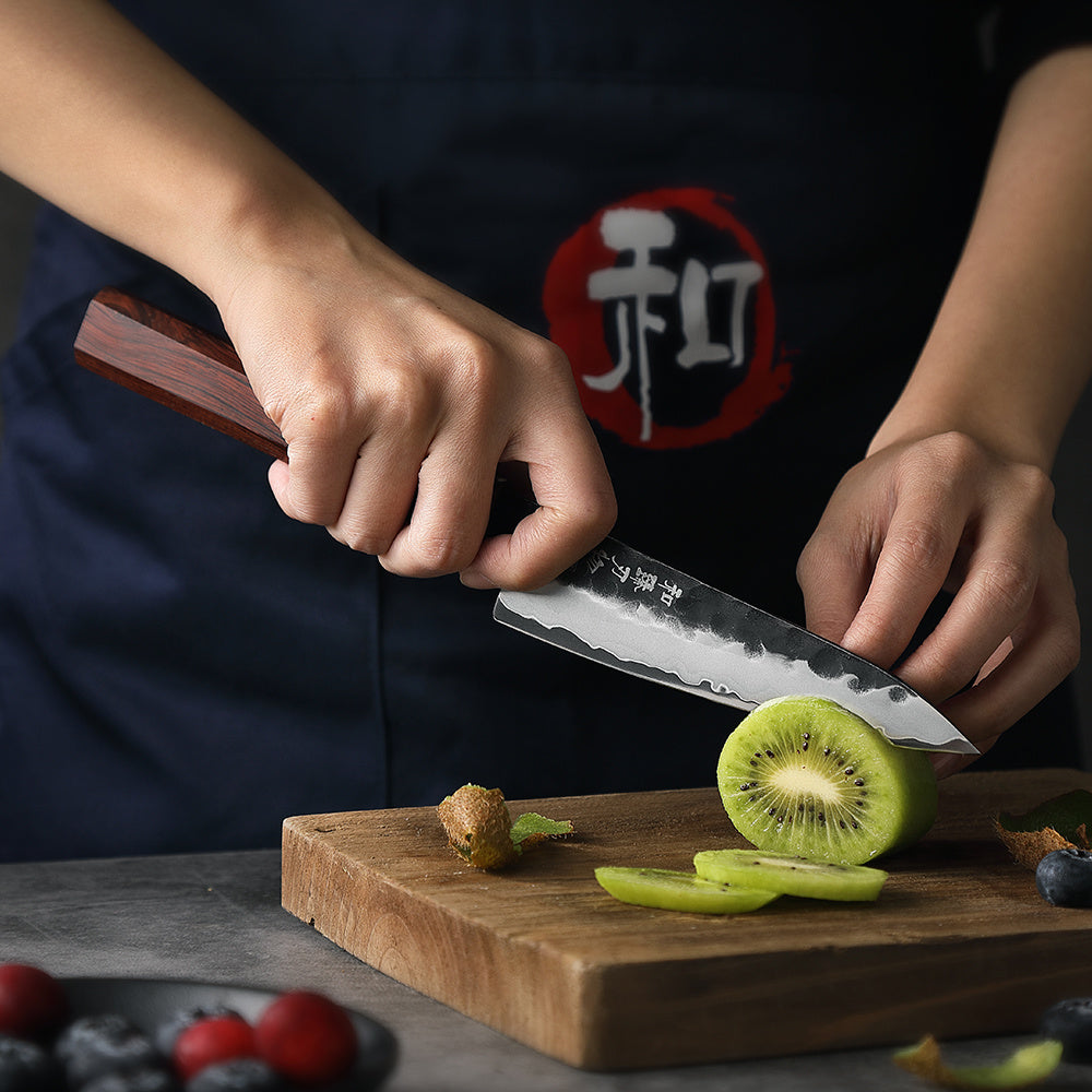 Hezhen PM8S Retro groentemes snijdt kiwi op snijplank