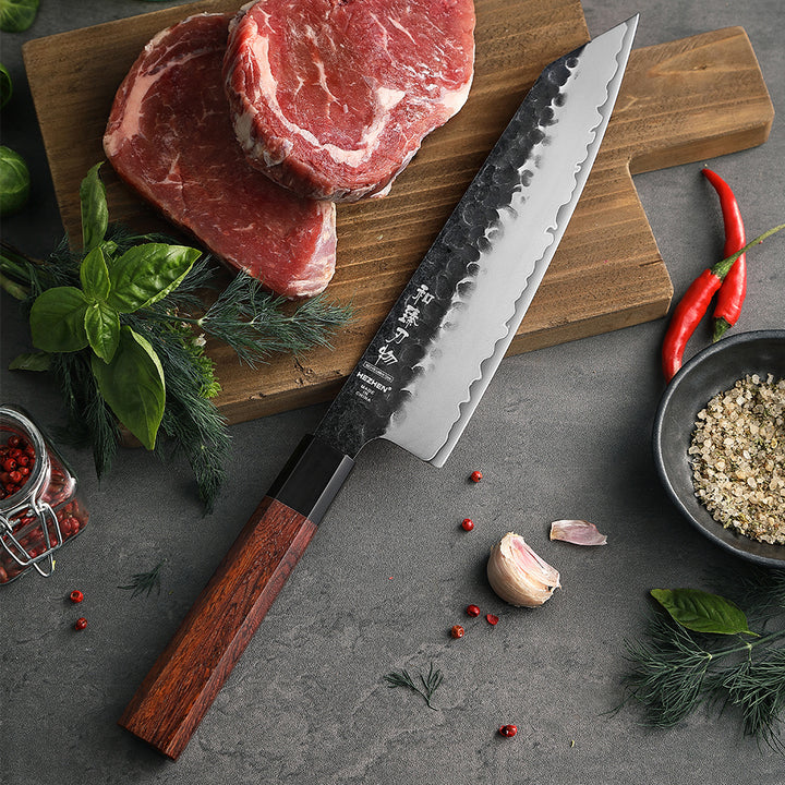 Hezhen PM8S Retro koksmes bunka op plank met vlees en kruiden