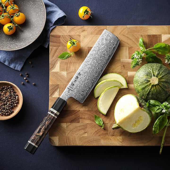 Hezhen X09 Retro nakiri mes bovenaf met groenten en tomaten