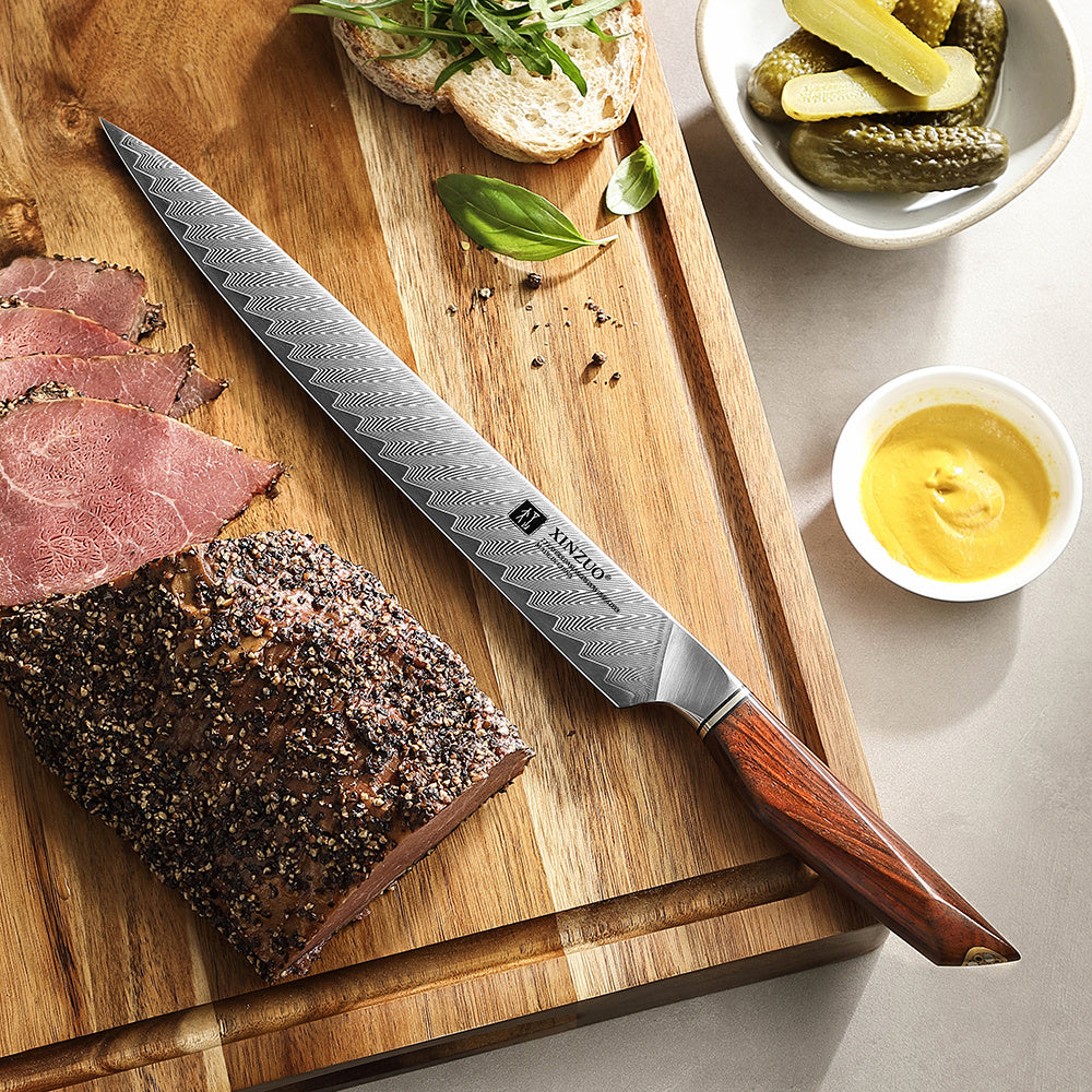 XinZuo X03 Xing vleesmes op plank met gesneden vlees en brood