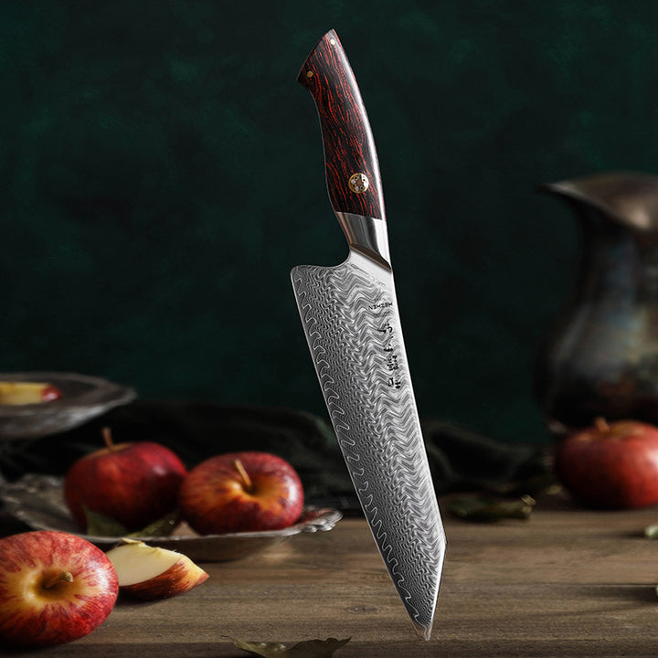 Hezhen B38 Elegant koksmes rechtop met appels op de achtergrond