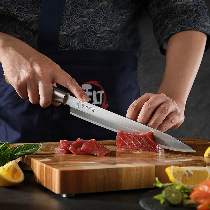 Hezhen SO He sashimi mes snijdt vis op houten plank