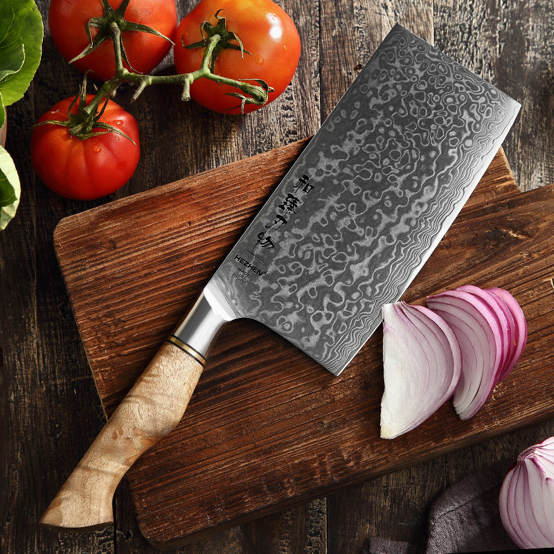 Hezhen B30 Master Chinese cleaver met tomaten en uien