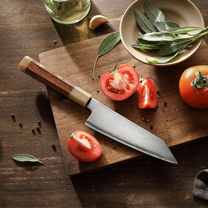XinZuo X05Z Zhen koksmes op plank met gesneden tomaten en kruiden