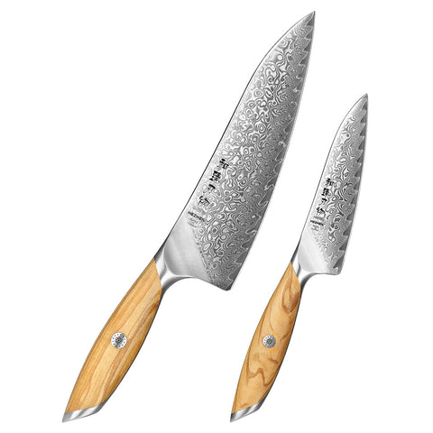 Hezhen X01 Flagship damascus messenset 2-delig
