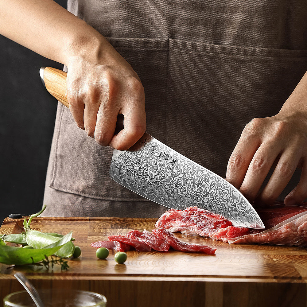 Hezhen X01 Flagship koksmes snijdt vlees in de keuken