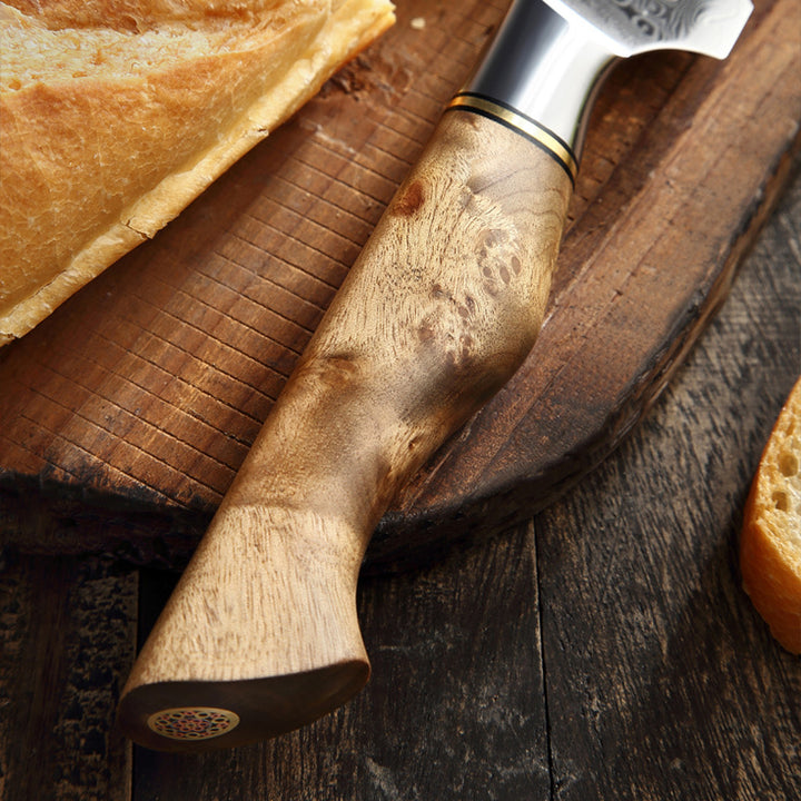 Houten handvat van het Hezhen B30 Master broodmes