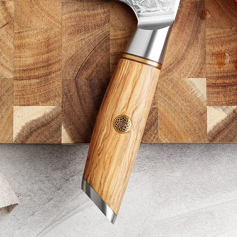 Houten handvat van de XinZuo B37 Lan Chinese cleaver