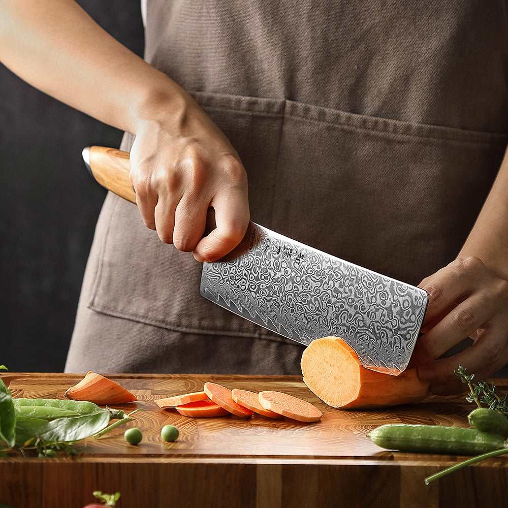 Hezhen X01 Flagship nakiri mes snijdt een wortel