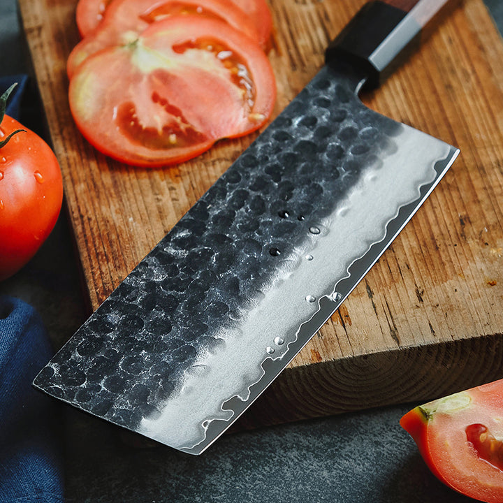 Hezhen PM8S Retro nakiri op plank met gesneden tomaten
