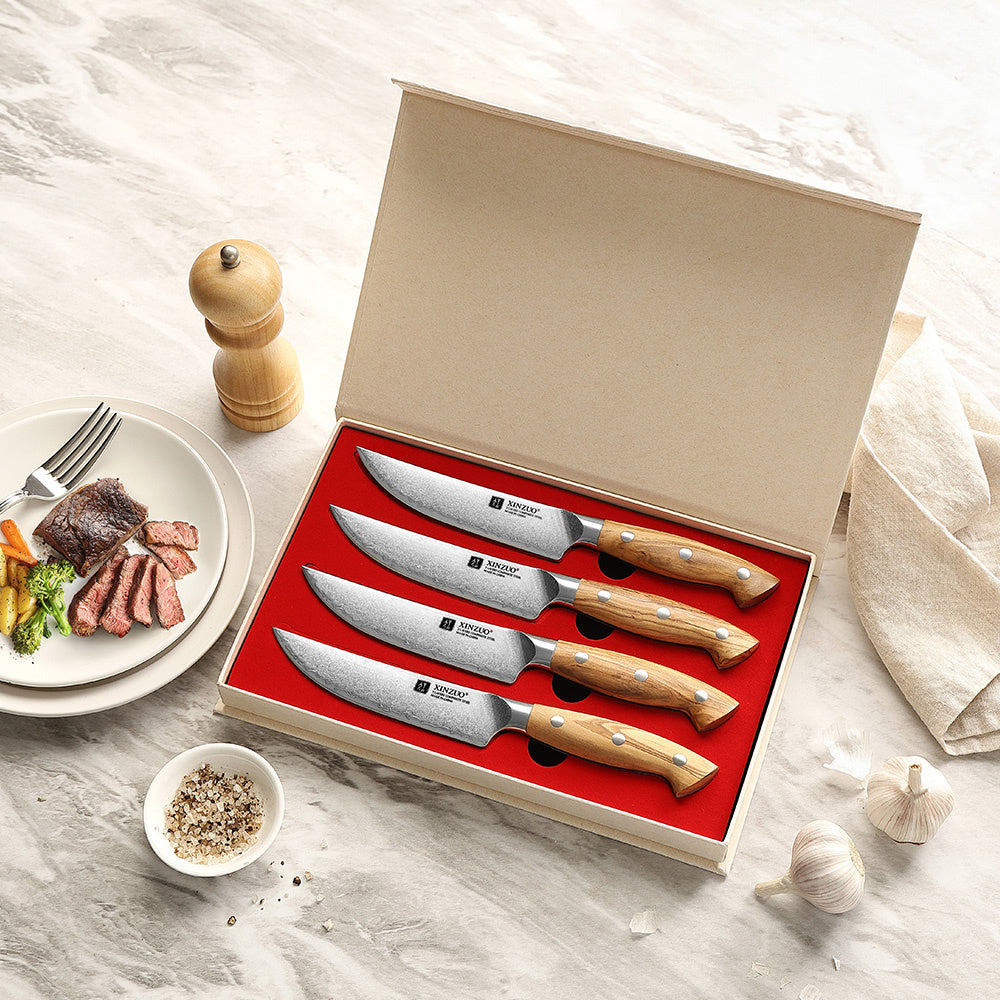 X02O Pin steakmessenset in opbergdoos met rode binnenkant