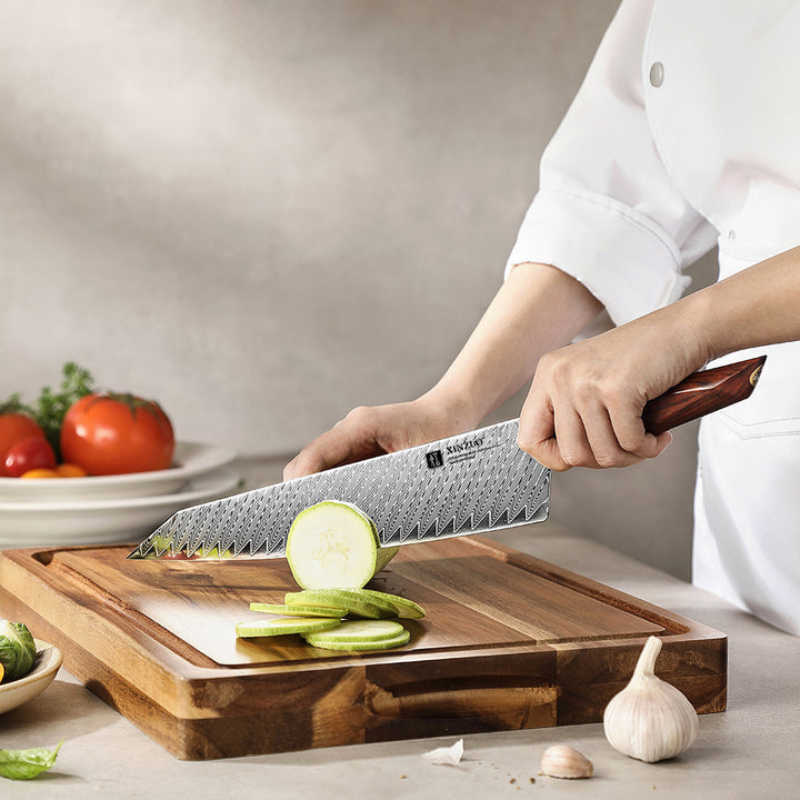 XinZuo X03 Xing koksmes snijdt courgette op snijplank