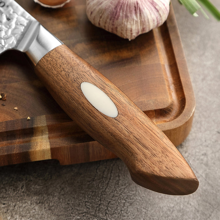 Houten handvat met witte inleg van XinZuo B46W Jiang mes