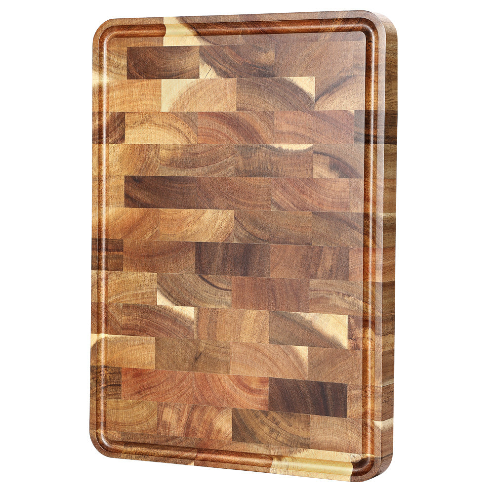 Kopshouten snijplank acacia met houttintenpatroon