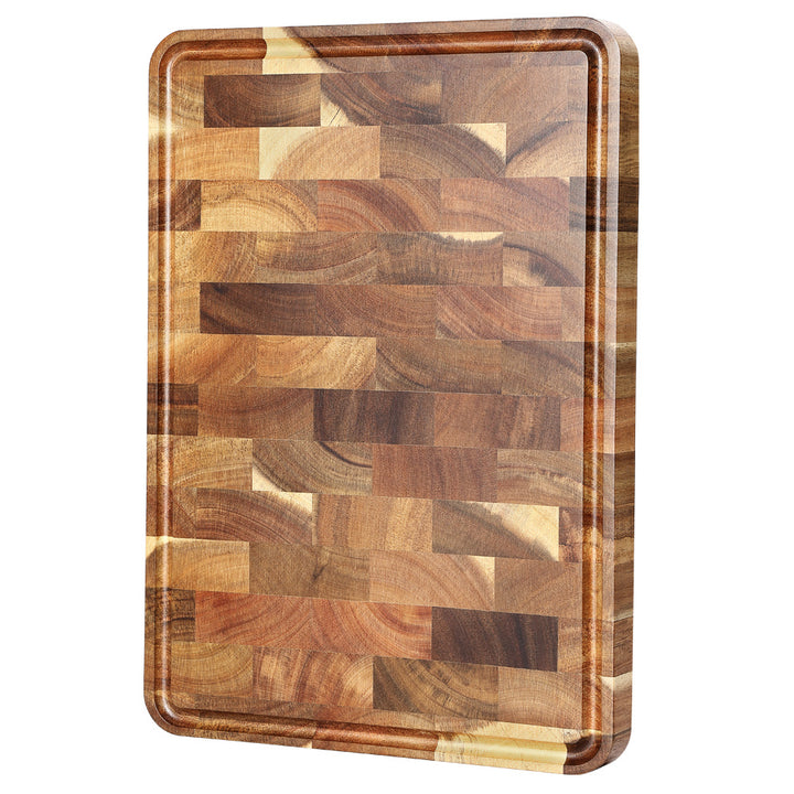 Kopshouten snijplank acacia met houttintenpatroon