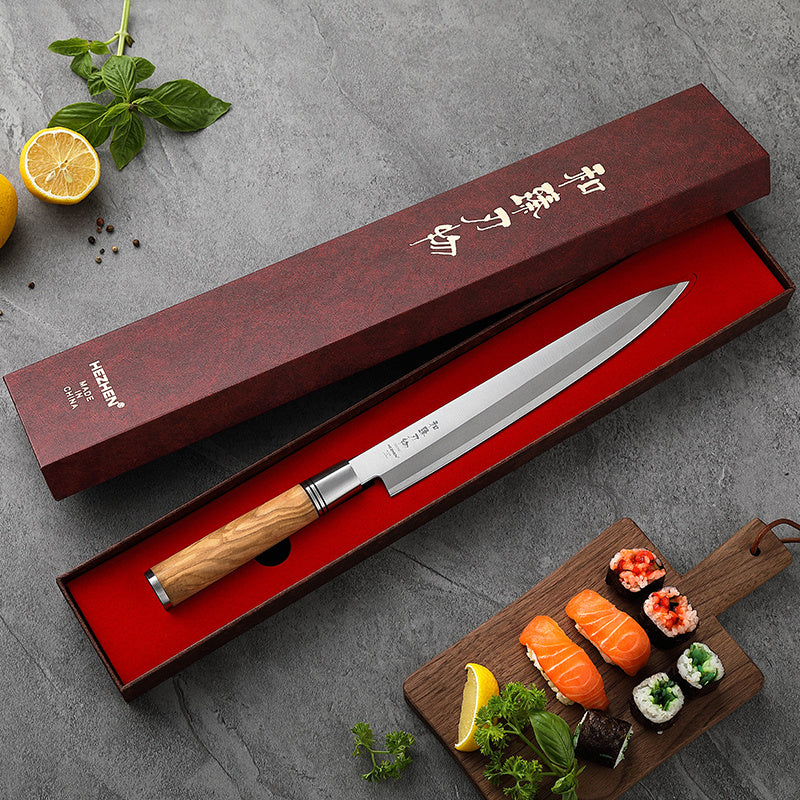 Hezhen SO He sashimi mes in geschenkdoos met sushi