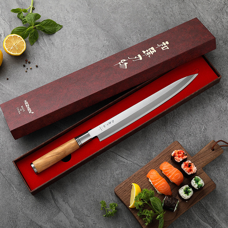 Hezhen SO He sashimi mes in de geschenkdoos met sushi