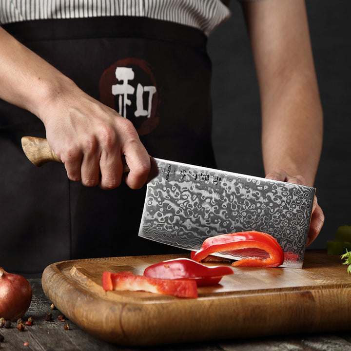 Hezhen B30 Master Chinese cleaver snijdt paprika&