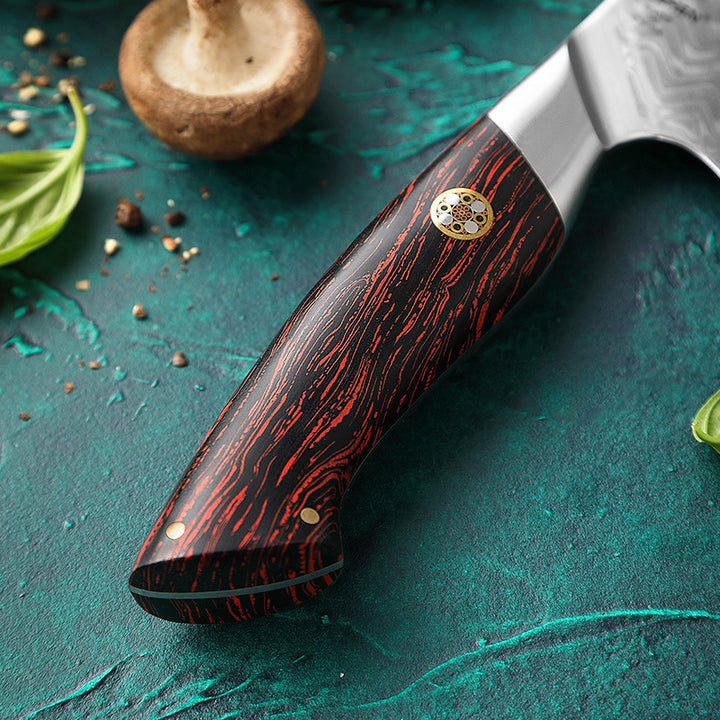 Donkerrood houten handvat van het Hezhen B38 Elegant koksmes