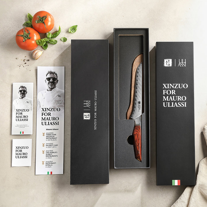 X03 Xing uitbeenmes in de geschenkdoos met tomaten