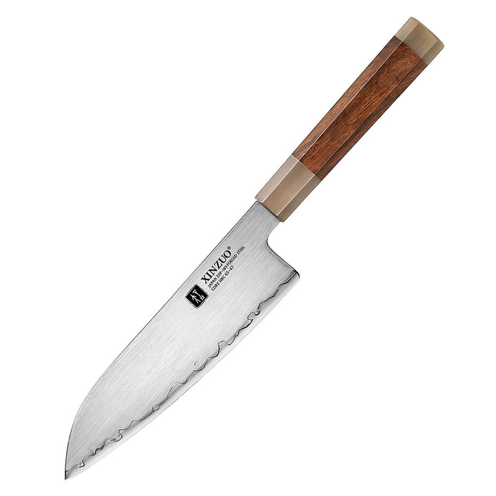 XinZuo X05Z Zhen santokumes met gehamerd lemmet en houten handvat