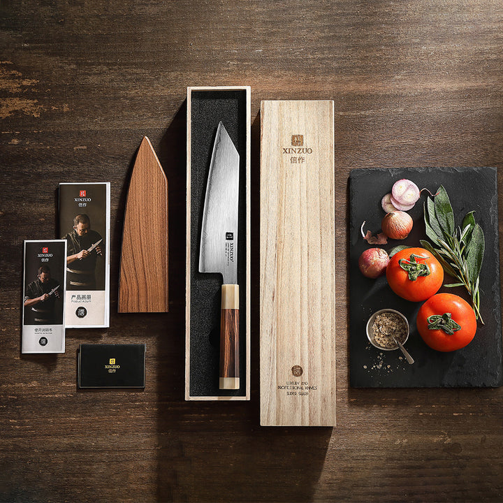 XinZuo X05Z Zhen koksmes bunka in de houten geschenkdoos