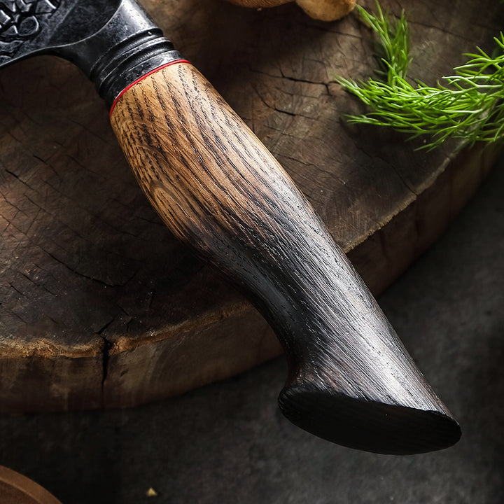 Houten handvat van de XinZuo X06 Mo cleaver
