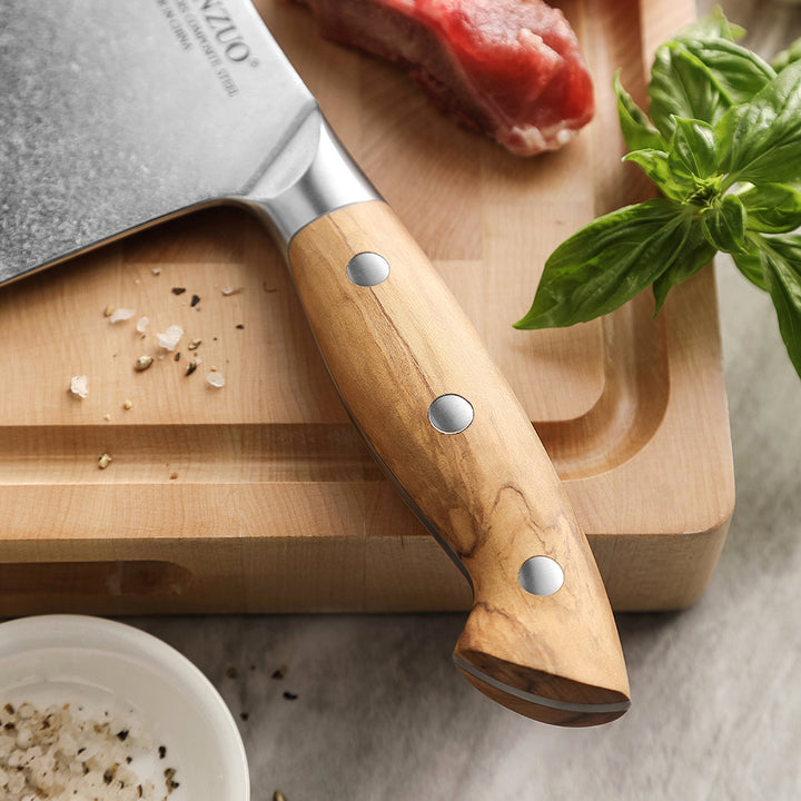 Houten handvat van het XinZuo X02O Pin hakmes met klinknagels