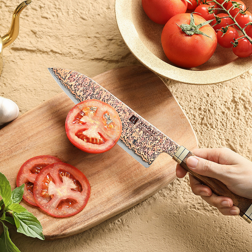 XinZuo X08C Ji santokumes snijdt tomaten op plank