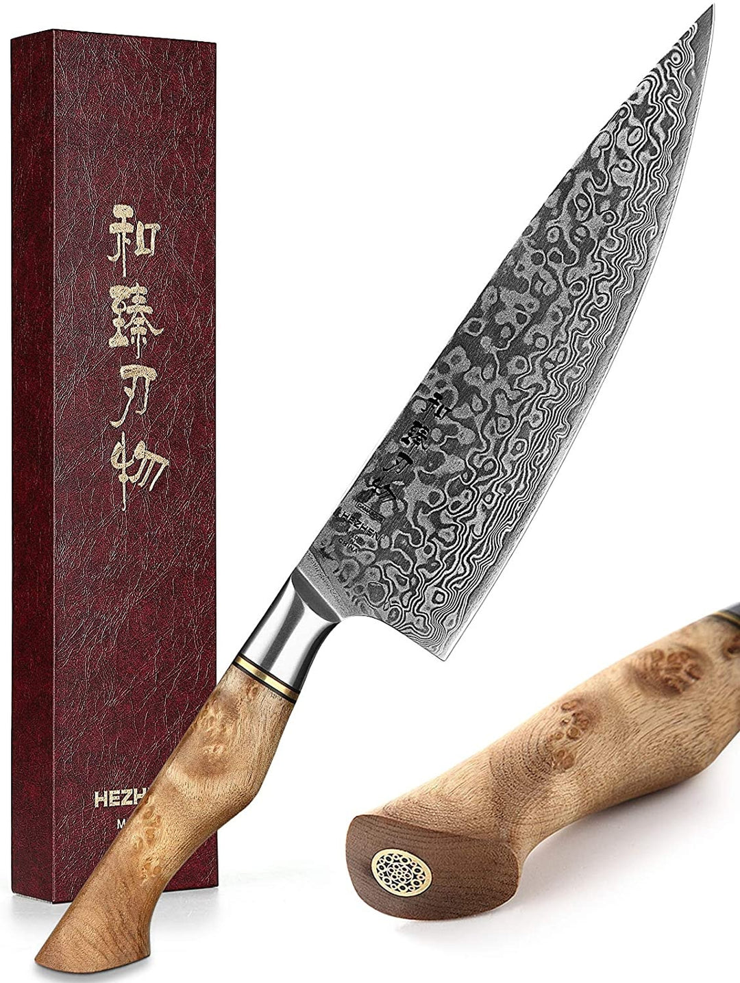 Hezhen B30 Master koksmes naast de doos