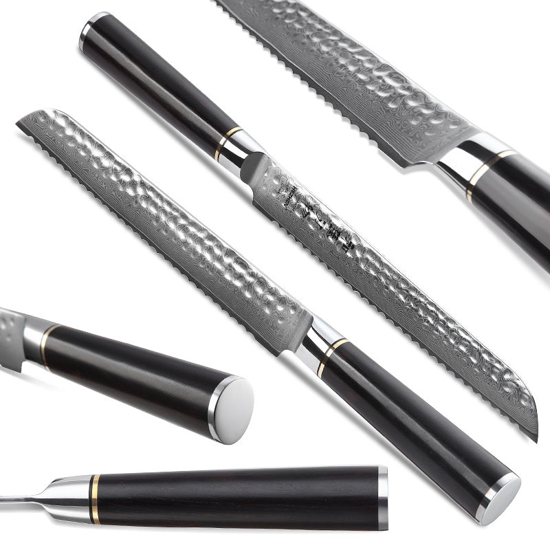 Hezhen B1Z Classic broodmes met golvende snede en zwart handvat
