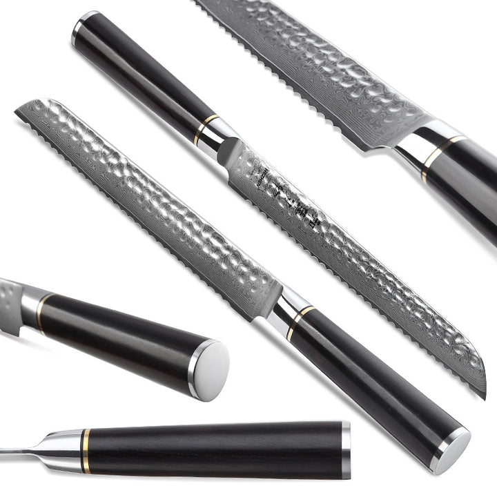 Hezhen B1Z Classic broodmes met golvende snede en zwart handvat