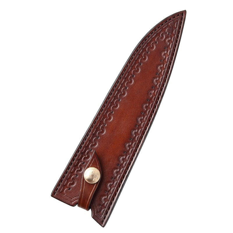 Leren mesbeschermer PM8 met patroon en knoopsluiting