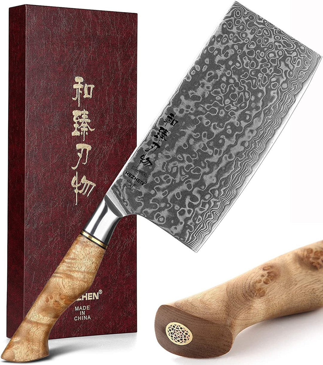 Hezhen B30 Master Chinese cleaver naast de doos
