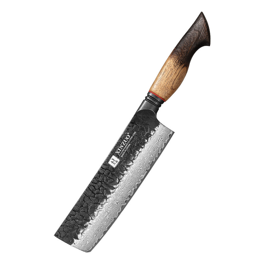 XinZuo X06 Mo nakiri mes met houten handvat, zijaanzicht