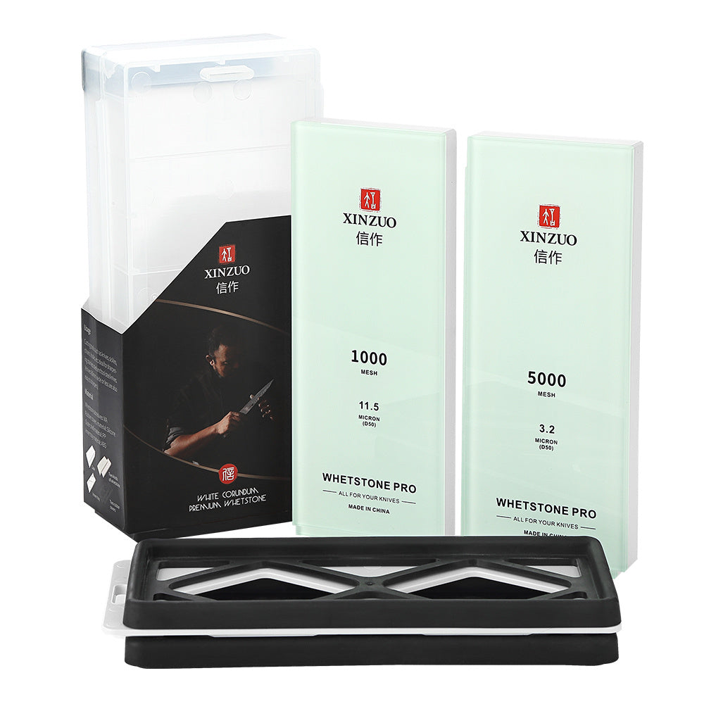 Slijpsteen 1000/5000 set naast de doos
