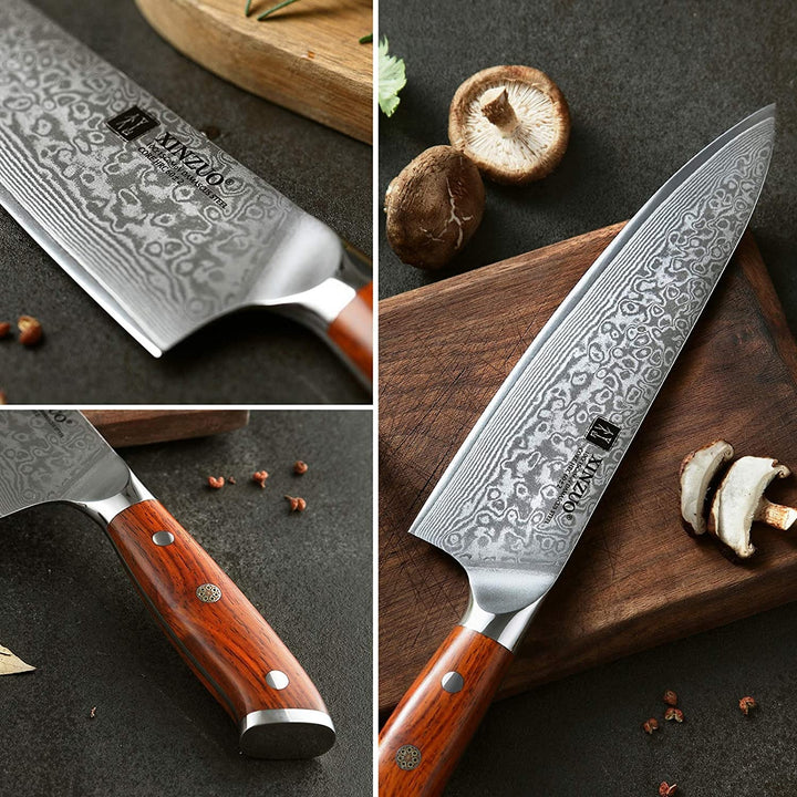 XinZuo B13R Yu koksmes, close-up van lemmet en handvat