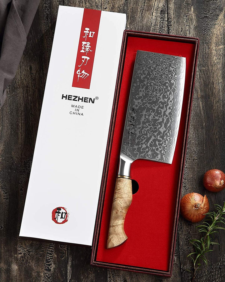 Hezhen B30 Master Chinese cleaver in de geschenkdoos