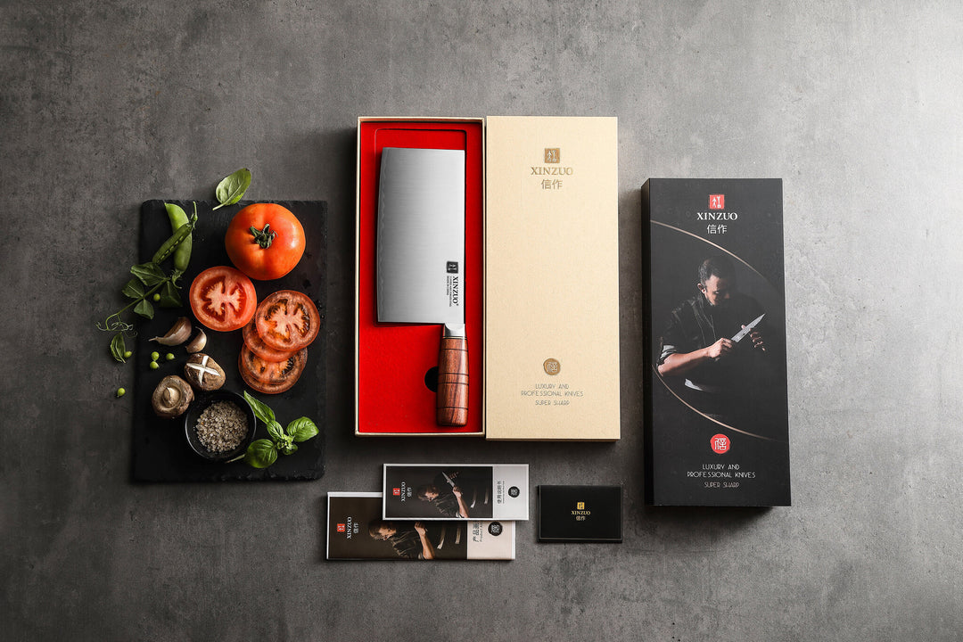 X07 Fu Chinese cleaver in de geschenkdoos met rode binnenkant