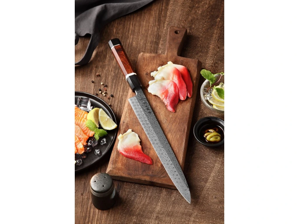 XinZuo F3 Zhen sashimi mes met sashimi en limoen op een plank