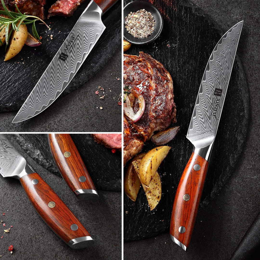 XinZuo B27 Yi steakmes naast vlees en aardappelen