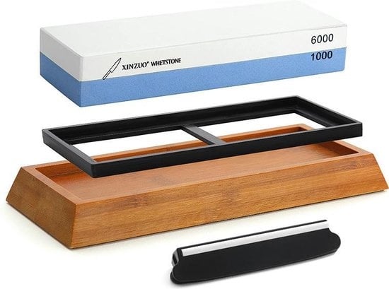 Onderdelen van de slijpsteen 1000/6000 met blauwe steen